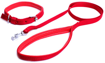 Kennel Foam Padded Nylon Collar Set & Leash (3/4")